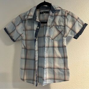 Ben Sherman Blue and White Plaid Kids Button Down Shirt Size 8 Small